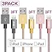 iBest - MFi Certified for iPhone Charger, Data Cable, Gold, Silver, Pink 5FT Nylon Braided, USB Charging & Syncing Compatible with iPhone & iPad (Pink, Silver, Gold, 5FT) (3FT)