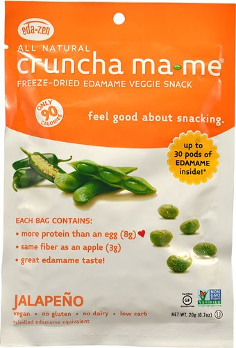 Eda-Zen Crunch Ma-me Freeze Dried Edamame Veggie Snack Jalapeno -- 0.7 oz - 2 pc