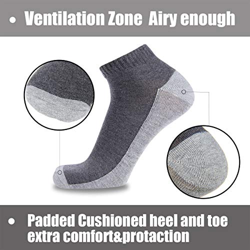 Cooplus 10P-PACK Mens Socks Breathable Casual Low Cut Ankle Cushioned Moisture-Wicking