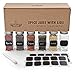 Set of 12 Square Glass Spice Jars with Shaker Tops, Chalkboard Labels & Pen, and Airtight Silver Metal Lids, Reusable Spice Containers w/4 Ounce Capacity for Organic Spices and Seasoning