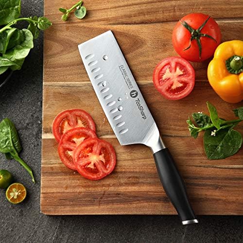 TooSharp Couteau de Chef Nakiri, 7 Pouces Couteaux de Cuisine Professionnels, Prime G-10 Garolite Poignée Allemagne Antiadhésif Haute teneur en Carbone Acier X50CrMoV15-7 (180mm) - Cuisine A Vivre TooSharp Couteau de Chef Nakiri, 7 Pouces Couteaux de Cuisine Professionnels, Prime G-10 Garolite Poignée Allemagne Antiadhésif Haute teneur en Carbone Acier X50CrMoV15-7 (180mm)