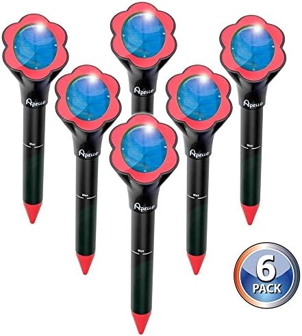 Apello 6 Pack Solar Mole Repellent Mole Repeller Rodent Repellent Repel Chipmunk Vole Gopher Humane Ultrasonic Pest Repeller Can Be Used With Organic Garlic No Killing Like Mole Traps Killer Poison