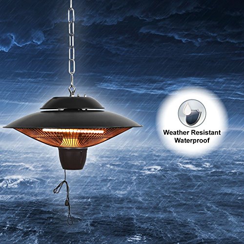 Star Patio Electric Patio Heater, Outdoor Ceiling Patio Heater, Black with Infrared Heating Element, Outdoor Patio Heater Suitable as a BBQ Party Heater, Balcony Heater, and Verandah Heater, ZHQ1524 - Thumbnail 2
