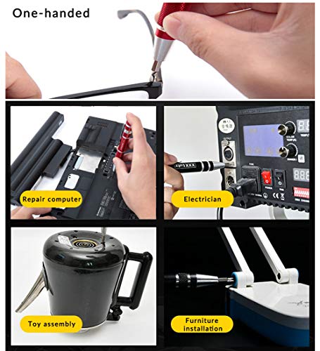 4 Pieces Pen Screwdriver Handy Tool 8 in 1 Magnetic Pocket Screwdriver Multi-Function Mini Gadgets Repair Tools (Black and Red）