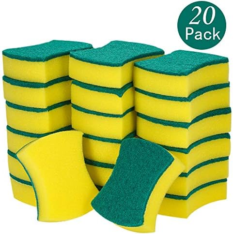 Heavy Duty Scrub Sponge, 20 Pack Multi-Use Cleaning Kitchen Sponges, Dish Scrub Pads for Kitchen, Bathroom, Furniture, Dishes, Car - Size: 10 x 8 x 3 cm, 4" x 3.2" x 1.2"