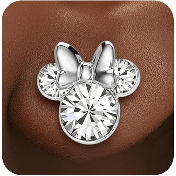 Kaguyo Pendientes De Minnie Mouse, Plata De Ley 925, Amatista, Blanco, Azul, Rosa, Circonita, Pendientes De Botón De Mickey Mouse Para Mujeres Y Niñas, Bonito Diseño Para Regalo De Cumpleaños (azul