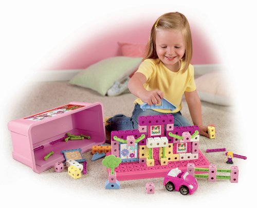fisher price trio building set with storage pink