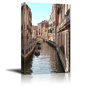 Canvas Prints Wall Art - Venice Canal | Modern Wall Decor/Home Decoration Stretched Gallery Canvas Wrap Giclee Print. Ready to Hang - 12" x 18"