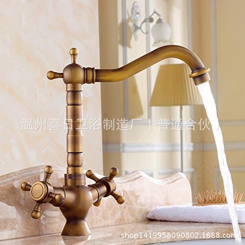 Bathroomacccesories Faucet Shower tap F6Lavatory faucets _ European retro double helix rotating basin wash basin with antique hand mixer