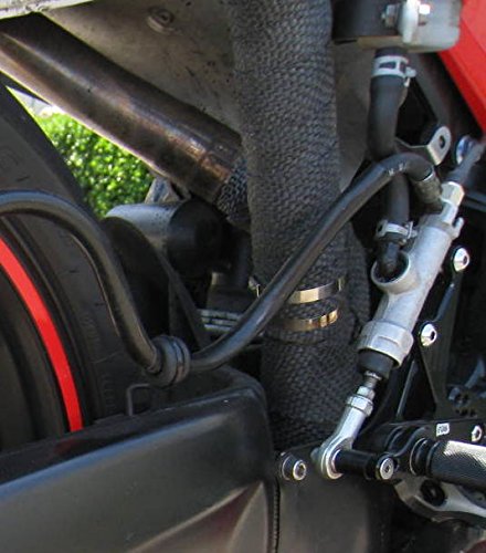 Black Fiberglass Thermal Header or Exhaust Wrap Pipe Heat Tape with Steel Zip ties 2" Wide x 25 ft Long