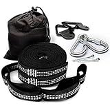 Premium Hammock Straps with Carabiners - Fits ALL Hammock Brands - 9 Ft Long, Extra Strong & Lightweight - No Stretch Polyester | FREE Bonus Hanging Kit ($10.00 Value) - Quick & Easy Setup