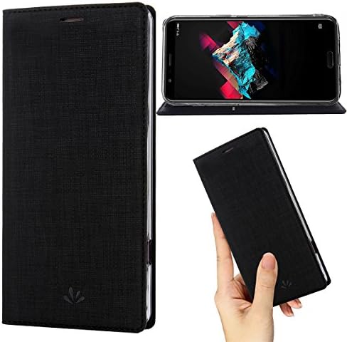 Huawei Honor V10 Case,Premium Flip Leather Wallet Case Stand Kickstand Card Slot Magnetic Closure Full Body Protective Cover Clear TPU Bumper Thin Case for Huawei Honor View 10 (Black)
