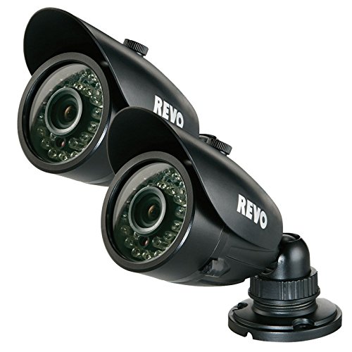 REVO RCBS30-3BNDL2N 700 TVL Indoor-Outdoor Bullet Surveillance Camera with 100 ft. Night Vision - 2-Pack - BNC Conversion Kits Included