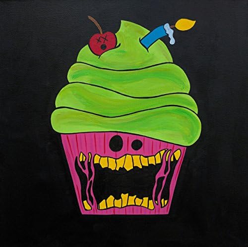 Zombie Cupcake Art, Zombie Cupcake Print, Cupcake Horror Art, Horror Painting, 8x Inch Print, Cute Cupcake Art, Dead Cupcake Art