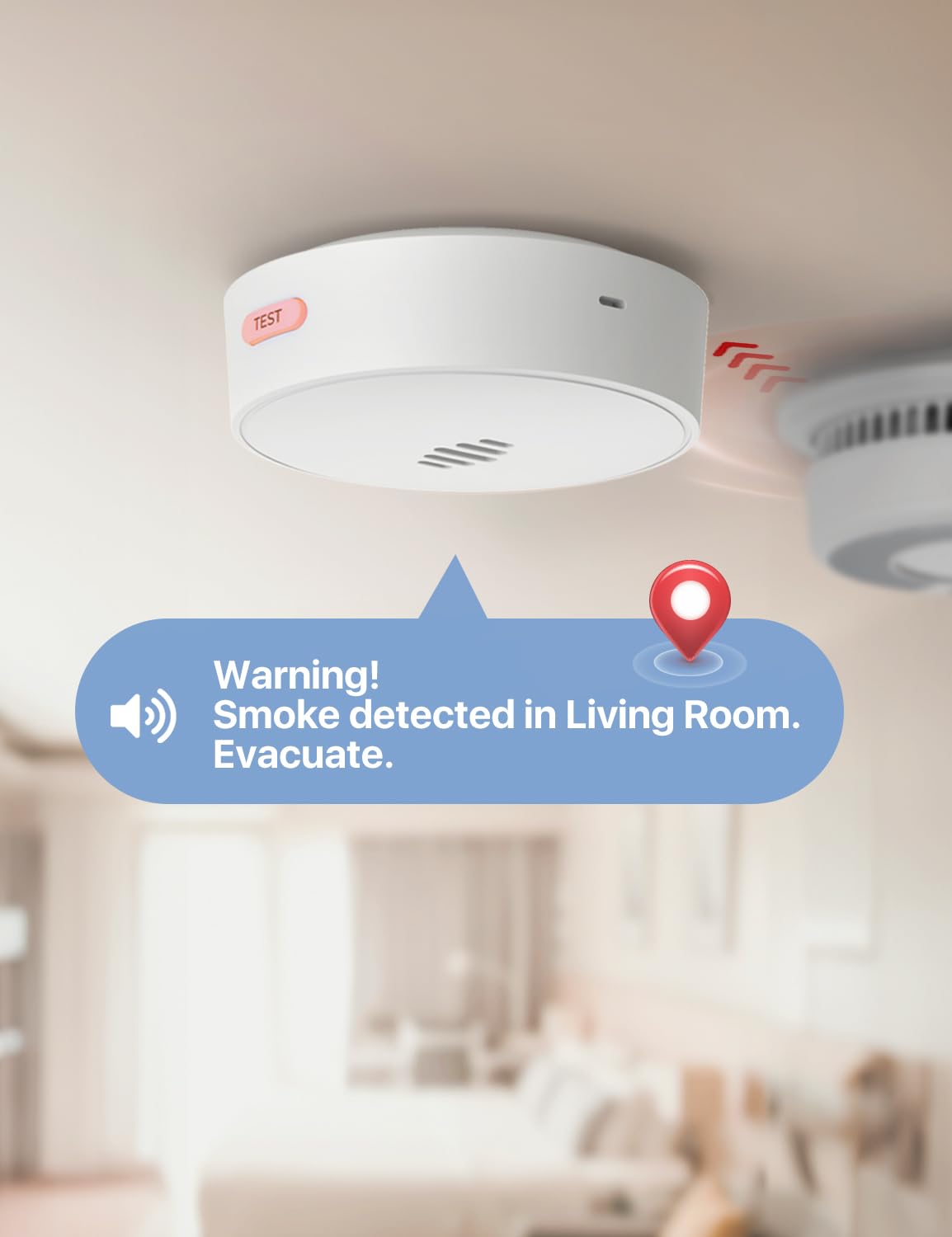 X-Sense Wi-Fi Alarm Listener Kit with Voice Location, Real-Time Notifications, Works with All Smoke Detectors and Carbon Monoxide Detectors, 1 Listener & 1 Base Station, Model SAL101