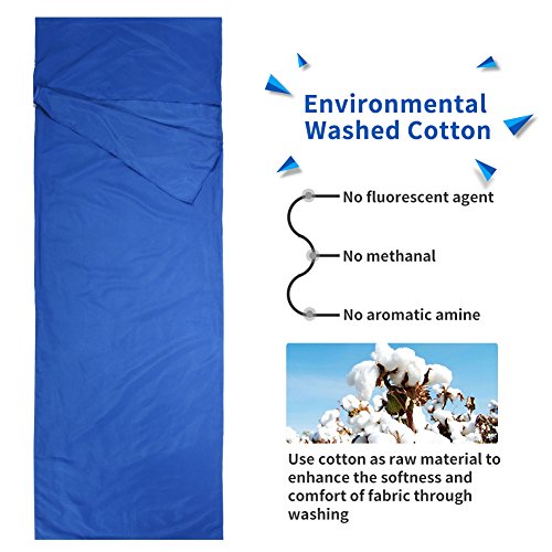 image for Doact Sleeping Bag Liner Breathable Washed Cotton Travel Sheet - 30'' 