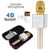 Q9 Microphone Wireless Karaoke Lighting Pro, 3-in-1 1200mAh Bluetooth Aluminium Alloy Karaoke machine KTV for Apple iPhone Android Smartphone or Pc -Instagram 9957 like