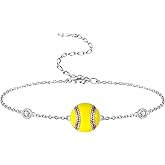 925 Sterling Silver Softball Bracelet Softball Jewelry Gifts for Mom Women Players
