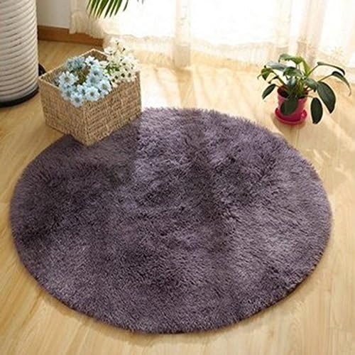 lidahao Soft Shaggy Round Area Rug Living Room Carpet Bedroom Floor Mat 1.2m Purple Gray