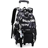 VIDOSCLA Graffiti Rolling Backpack Trolley BookBag Kids Wheeled Schoolbag | Roller Bookbag Carry-on,Outdoor Travel Knapsack,Backpack for Teen Boys,Children's Rolling Schoolbag 2-Wheels