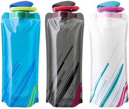 3 Pack Environmental Water Bottles Foldable Portable Kettle Outdoor Sports Travel Collapsible Water Bottle with Leak Proof Twist Cap 700ml