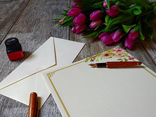 100 Stationery Writing Paper, with Cute Floral Designs Perfect for Notes or Letter Writing - Pink and Peach Roses - Thumbnail 2