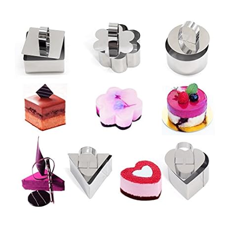 AK arte cocina 5pcs acero inoxidable cuadrado Mousse Cake Moldes ...