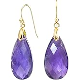 Crystal Earrings, Amethyst rose quartz labradorite Crystal Earrings 925 Sterling Silver Fish Hook, 14k Gold Plated Quartz Earrings for Women, Teardrop Gemstone Dangling Earrings for Lady.