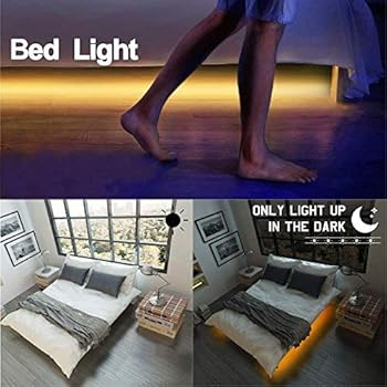 Motion Activated Bed Light, 6FT（1.8M） Under Bed Light Kit, Waterproof IP65, Flexible LED Bed Strip Motion Sensor Night Light Bedside Lamp Illumination with Automatic Shut Off Timer