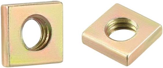 sourcing map Square Nuts, M4x7mmx2mm Yellow Zinc Plated Metric Coarse Thread Assortment Kit, 100 Pcs