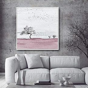 Framed Canvas Home Artwork Decoration A Lonely Tree Canvas Wall Art for Living Room, Bedroom - 16x16 inches