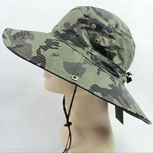 Outdoor Camo Camouflage Fishing Hunting Photography Mesh Summer Sun Sunscreen Cotton Wide brim Hat Cap (Camo Army Green)