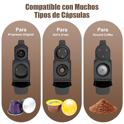 3 in 1 Capsule Coffee Maker for Nespresso Original/for Dolce Gusto/Powder | Automatic Shut-Off, Black, 19bar, 0.6L, Automatic and Compact Multi-Capsule Machine, Multi-Drink for Home and Office