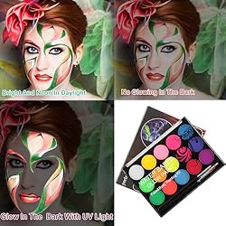 MEICOLY UV Blacklight Face Paint,15 Bright Colors