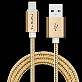 Iphone Charger Cable,Jackpoloo 6ft Nylon Braided USB Cable with Lightning Connector for iPhone 5 5s 5c 6s Plus / 6 Plus, iPad Pro Air 2 (Golden)