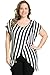 My Yuccie Women's Scoopneck Stripe Blouses Cross Tops with Overlay Hem Plus Size
