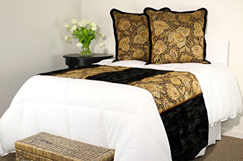 Antique Velvet Luxury Bed Runner And Toss Pillow Matching Set