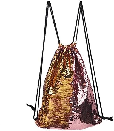 Utosi Women's Fashion Mermaid Sequins Magical Color Backpack Pokects Ropes Drawstring Knapsack