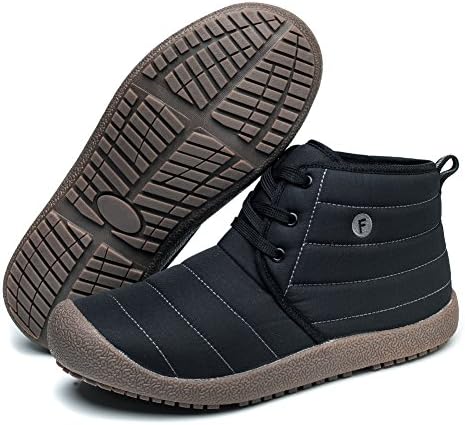 Enly Mens Womens Snow Boots Winter Outdooor Lace up Shoes Anti-Slip Ankle Bootie Black