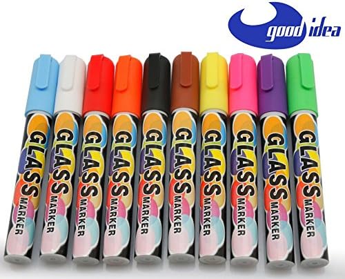 Liquid Chalk Kids Chalk Markers. Reversible Tip. 10 Pack. 10 Colors. Smooth writing. Firm nib. Wipe clean. Consistent delivery. By Good Idea