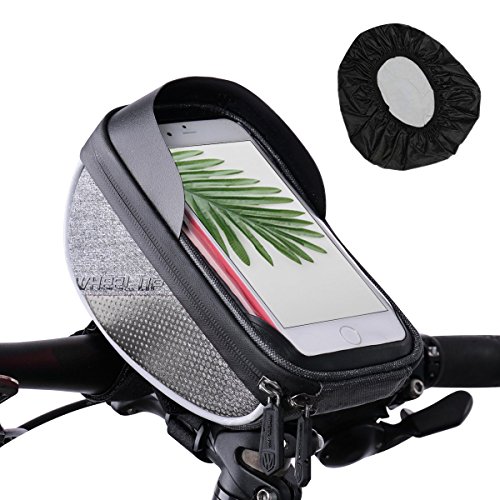 AIMUHO Bike Handlebar Bag, Waterproof Bicycle Top Tube Pouch Cycling Frame Bag with Reflective Strips for Cellphone Below 6.0 inch, Black