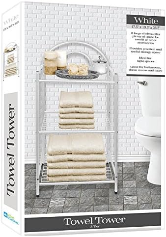 DINY Home Collections Deluxe Spa Tower 3 Tier Towel & Bathroom Accessory Rack White
