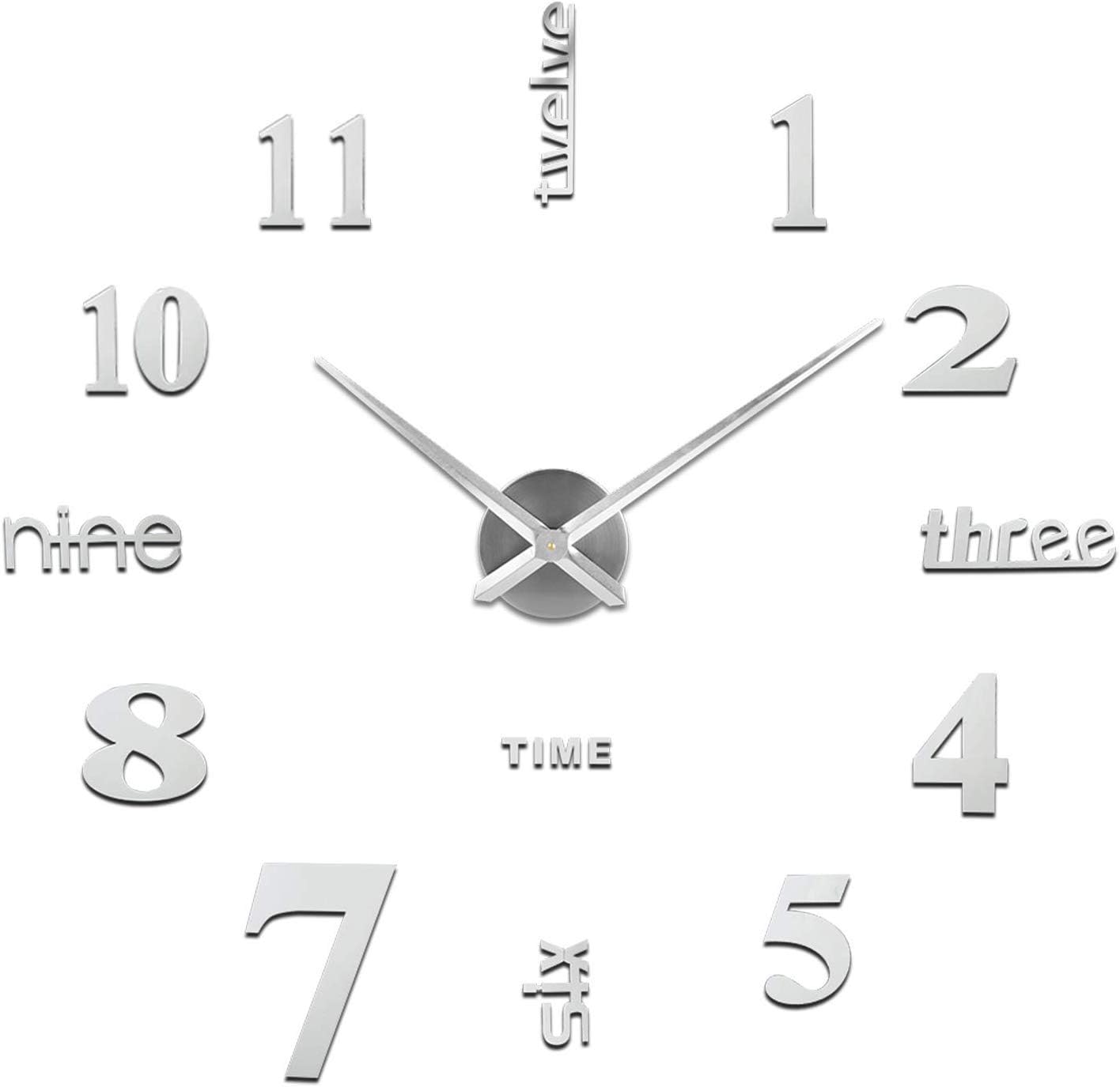 VanseRun DIY Large Wall Clock 3D Mirror Sticker Big Watch Home Decor Unique Gift