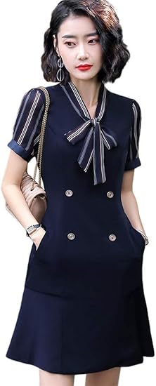 Amazon Co Jp Youyouok プロのドレス 夏 フォーマルウェア フォーマルドレス 蝴蝶結び 半袖 ワンピース 出勤 求職 面接 オフィス 仕事服 服 ファッション小物