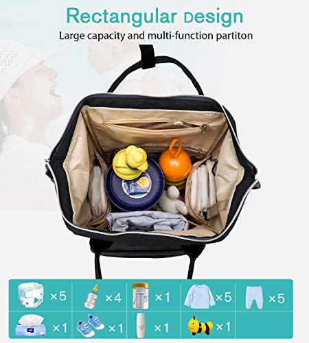 image for SCIONE Large Diaper Bag Baby Backpack for mom with USB Charging Port W