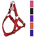 PUPTECK No Pull Dog Harness Soft Adjustable Basic Nylon Step in Puppy Vest Outdoor Walking with ID Tag Medium Red