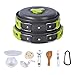 HUKOER Camping Cookware Mess Kit Backpacking Gear & Hiking Outdoors Campfire Cookware Cooking Utensils Ultralight 13 Pieces Cooking set Compact& Durable Pot Pan Bowls - Free Folding Spork, Nylon Bag