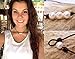 POTESSA White Pearl Choker Necklace with Three Beads on Genuine Leather Jewelry for Women Girls 16
