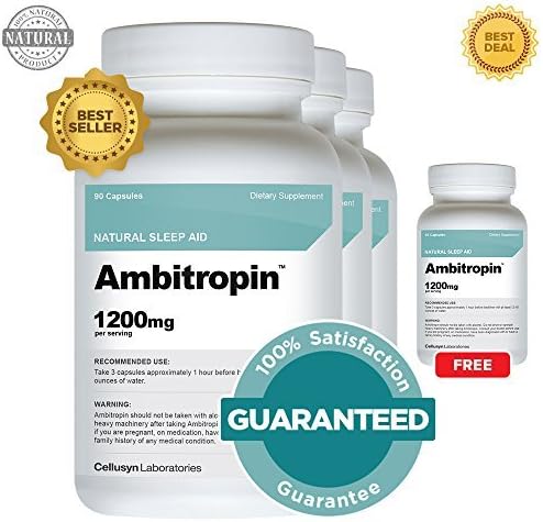 Ambitropin 3 Pack and 1 Free Ambitropin - Clinical Strength All Natural Sleep Aid by Cellusyn