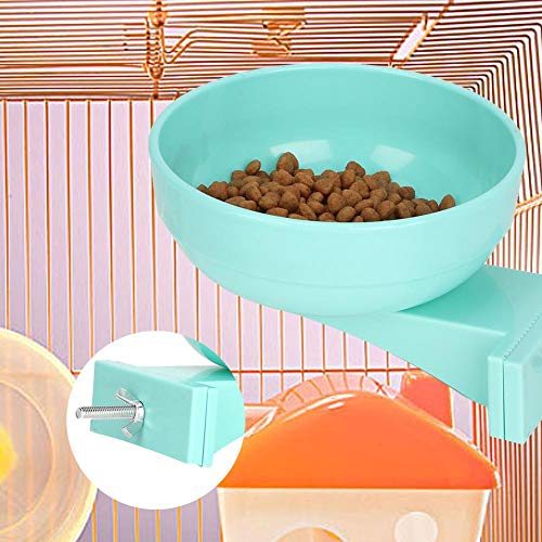 Pet Cage Bowl, Hanging Durable Plastic Feeding Food Water Dish Cage Bowl for Bird Dog Cat Puppy(Blue)